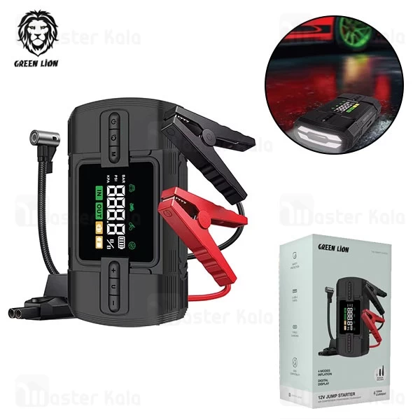 پاوربانک 12000 و کمپرسور باد و جامپ استارتر خودرو گرین لاین Green Lion 12V Jump Starter