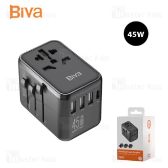 شارژر دیواری و مبدل برق بیوا Biva PS-09 GaN Universal Travel Adapter توان 45 وات