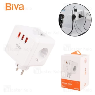 چند راهی برق و شارژر بیوا Biva PS-07 Power Strip دارای 3 پورت