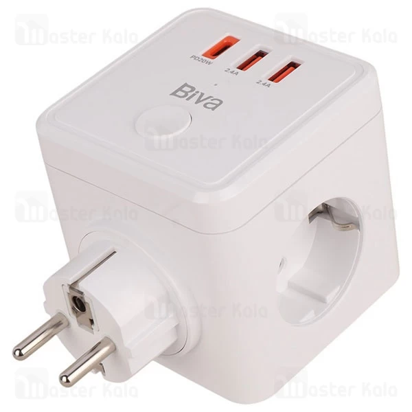 چند راهی برق و شارژر بیوا Biva PS-07 Power Strip دارای 3 پورت