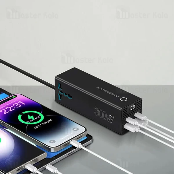 شارژر فندکی و چند راهی برق خودرو پاورولوژی Powerology 300W Power Inverter PD36W PWCUQC038 توان 36 وات