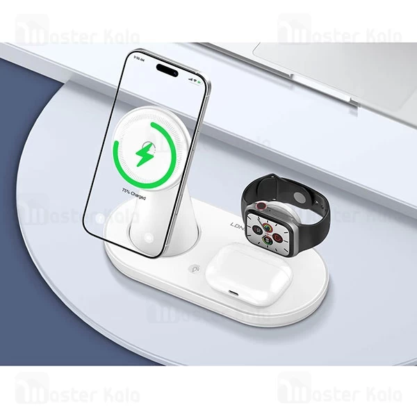 استند و شارژر وایرلس چند کاره مگنتی الدینیو Ldnio WL01 توان 15 وات با قابلیت شارژ ساعت هوشمند