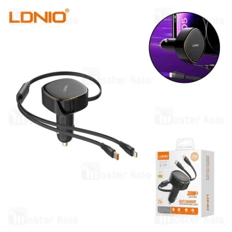 شارژر فندکی الدینیو Ldnio C107 توان 30 وات همراه با کابل جمع شونده