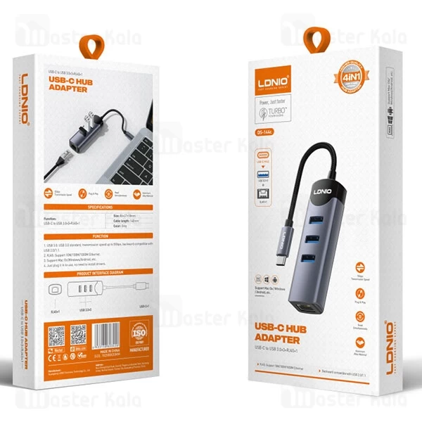 هاب 4 پورت تایپ سی الدینیو LDNIO DS-134UC