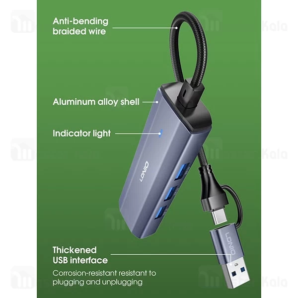 هاب 4 پورت تایپ سی الدینیو LDNIO Ds-114UC