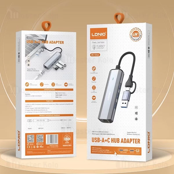 هاب 4 پورت تایپ سی الدینیو LDNIO Ds-124UC