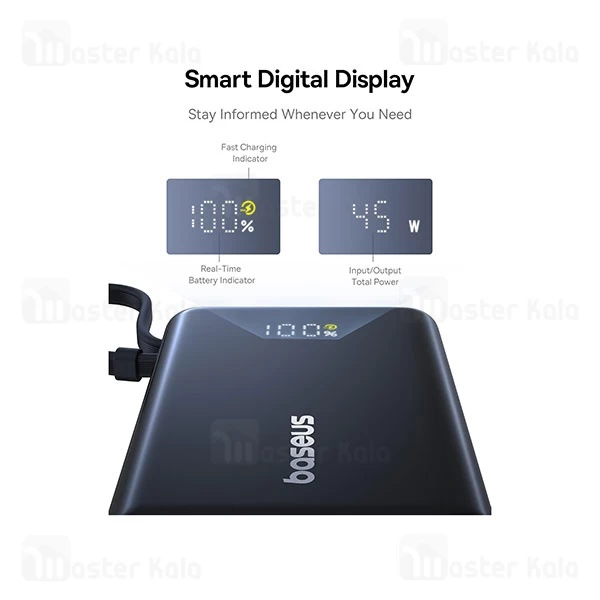 پاوربانک 10000 بیسوس Baseus Picogo P10076803123 توان 45 وات همراه با کابل متصل
