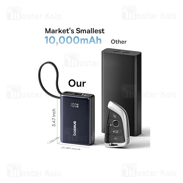 پاوربانک 10000 بیسوس Baseus Picogo P10076803123 توان 45 وات همراه با کابل متصل