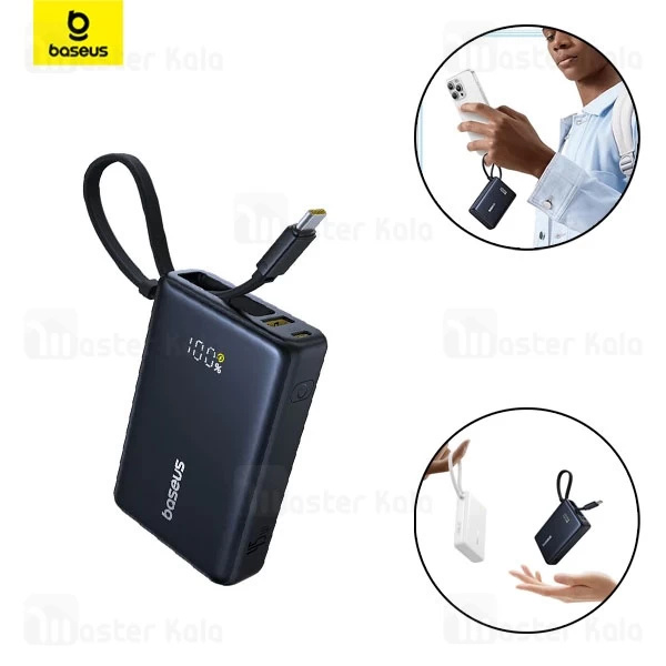 پاوربانک 10000 بیسوس Baseus Picogo P10076803123 توان 45 وات همراه با کابل متصل