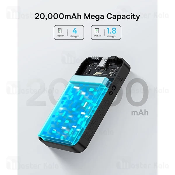 پاوربانک وایرلس 20000 مگنتی بیسوس Baseus PPCXM20 توان 20 وات