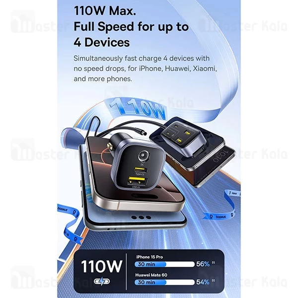 شارژر فندکی بیسوس Baseus In-vehicle BackseatPal L1 Car Charger C00081100121