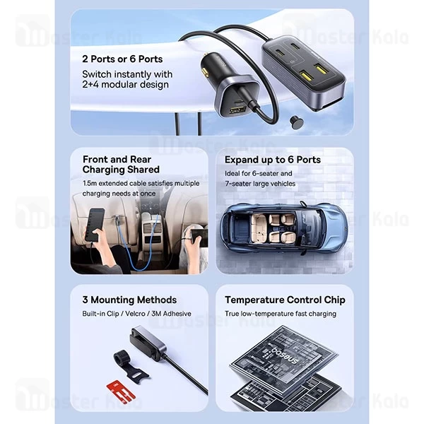 شارژر فندکی بیسوس Baseus In-vehicle BackseatPal L1 Car Charger C00081100121