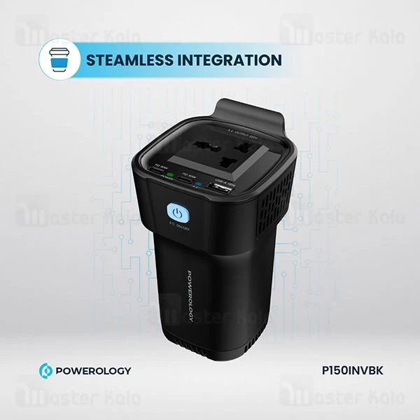 شارژر فندکی و چند راهی برق خودرو پاورولوژی Powerology 150W Power Inverter P150INVBK توان 150 وات