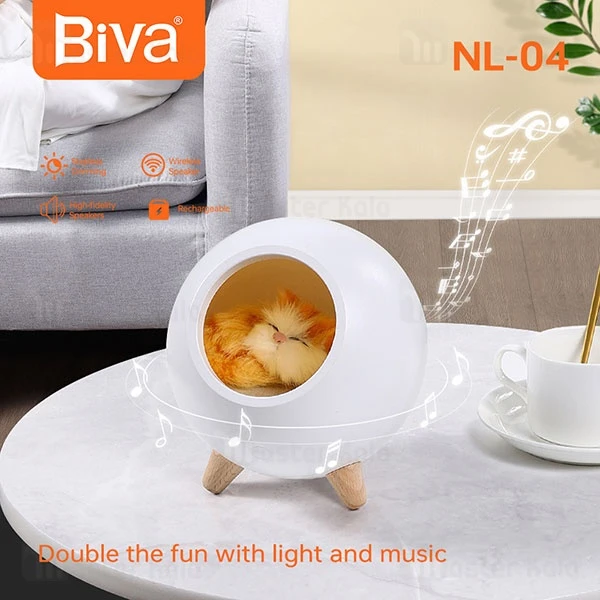 چراغ خواب و اسپیکر فانتزی بیوا Biva NL-04 طرح گربه