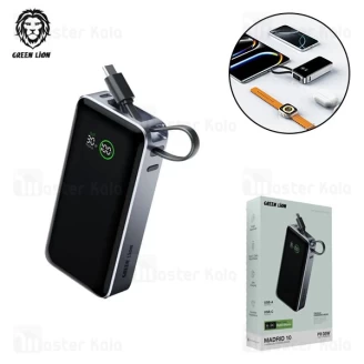 پاوربانک 10000 گرین لاین Green Lion Madrid 10 GL-PX31 GNMAD10PBKGY توان 35 وات با کابل متصل