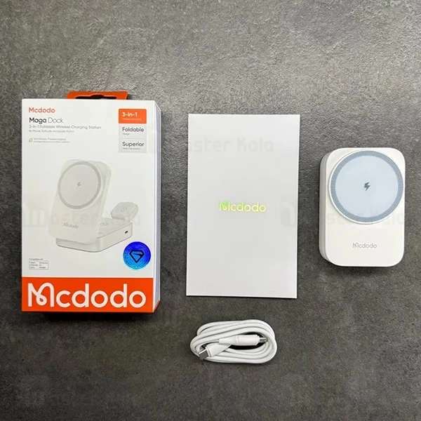استند و شارژر وایرلس چند کاره مگنتی مک دودو Mcdodo CH-5090 با قابلیت شارژ اپل واچ