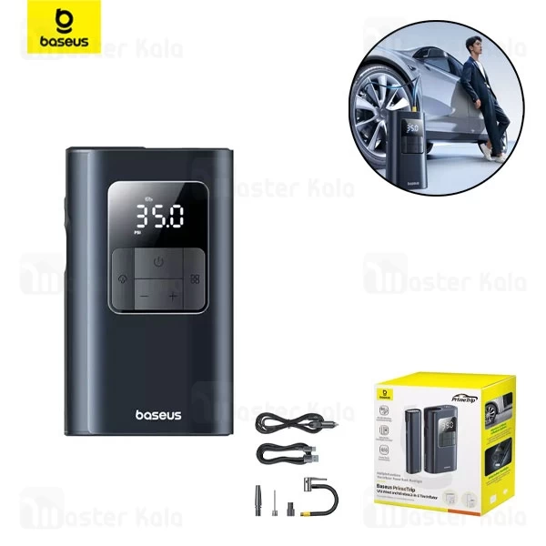 پاوربانک و کمپرسور باد 6000 میلی آمپر بیسوس Baseus 2 in 1 Car Tire Inflator C11169001121 دارای چراغ قوه