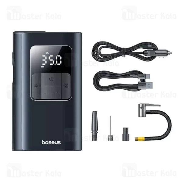 پاوربانک و کمپرسور باد 6000 میلی آمپر بیسوس Baseus 2 in 1 Car Tire Inflator C11169001121 دارای چراغ قوه