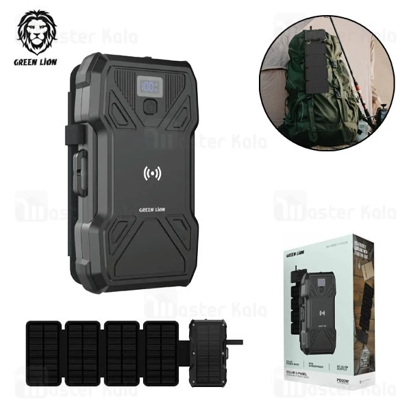 پاوربانک خورشیدی 20000 گرین لاین Green Lion PD20W Solar 5-Panel GNSOL5PN20BK توان 20 وات