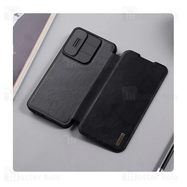 کیف چرمی نیلکین سامسونگ Samsung Galaxy S25 Edge Nillkin Qin Pro Leather Case دارای محافظ دوربین