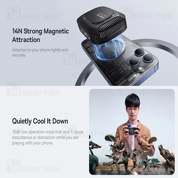 شارژر وایرلس مگنتی و فن خنک کننده موبایل بیسوس Baseus BS-PS036 توان 15 وات