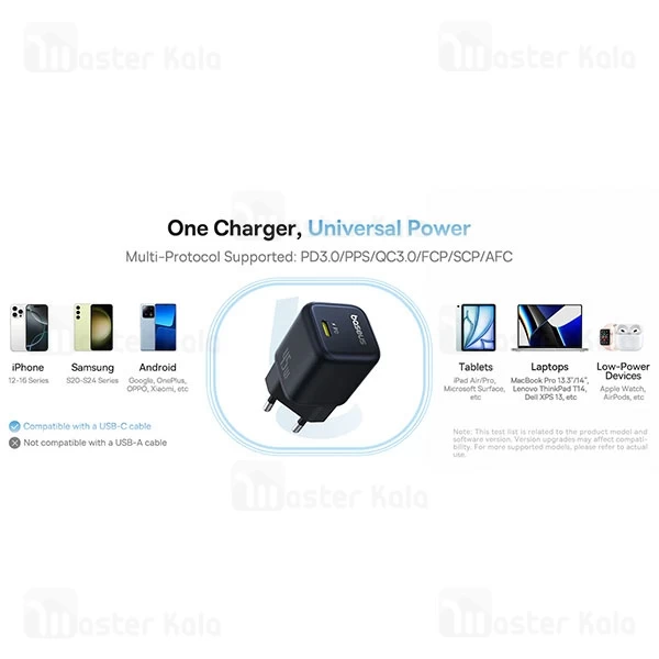 شارژر دیواری فست شارژ بیسوس Baseus PicoGo GaN 45W P10176800123-00 توان 45 وات