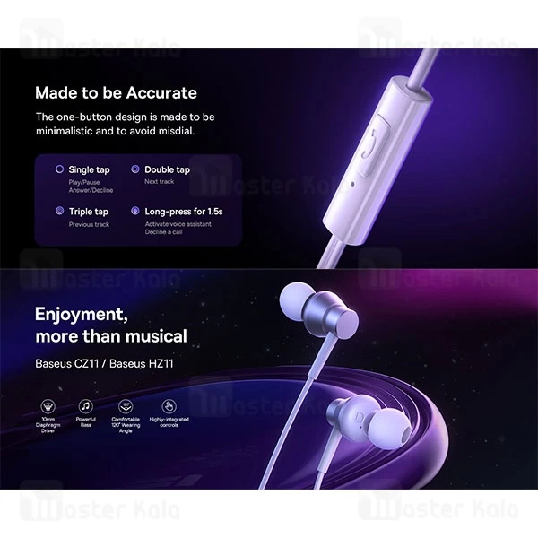 هندزفری سیمی بیسوس Baseus CZ11 Encok Large Moving Coils A00164300113