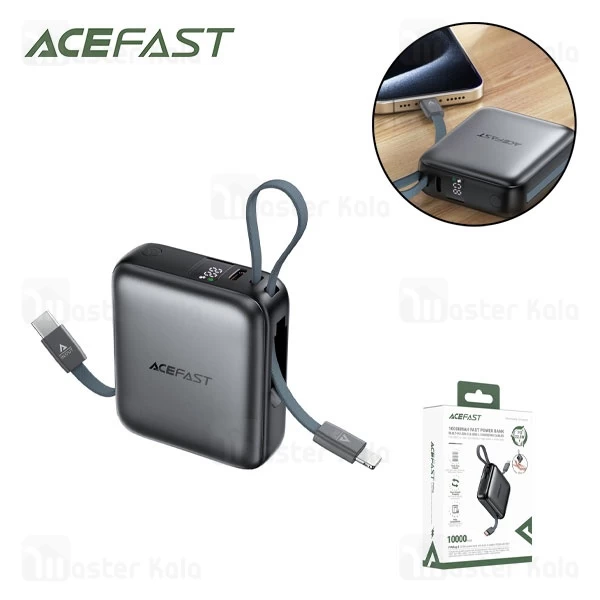 پاوربانک 10000 ایس فست ACEFAST M23 PD22.5W GaN Fast Charger توان 22.5 وات همراه با کابل متصل
