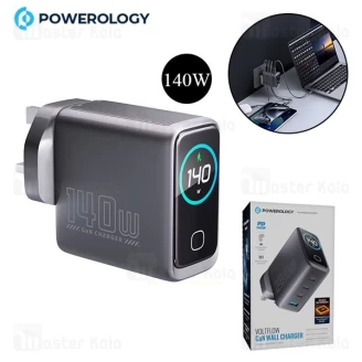 شارژر دیواری پاورولوژی Powerology Voltflow GaN Wall Charger PWGAN140W توان 140 وات