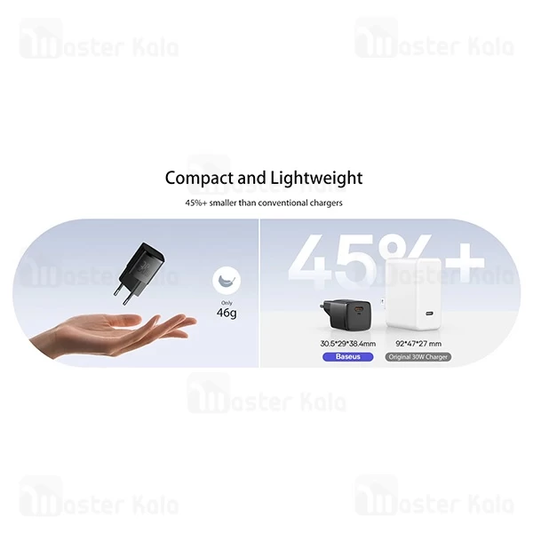 شارژر دیواری فست شارژ بیسوس Baseus Cube Pro GaN 30W CCXF000301 توان 30 وات