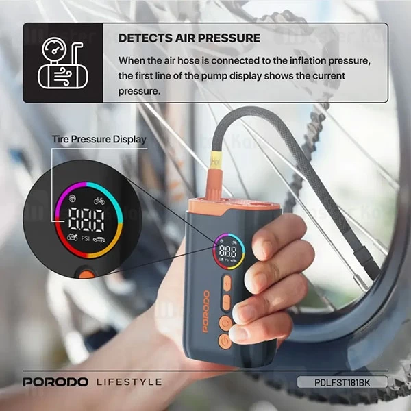 کمپرسور باد پرودو Porodo PD-LFST181 Lifestyle Air Inflator همراه با چراغ قوه