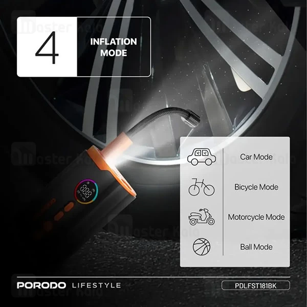 کمپرسور باد پرودو Porodo PD-LFST181 Lifestyle Air Inflator همراه با چراغ قوه