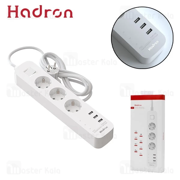 چند راهی برق و شارژر هادرون Hadron P323 دارای 3 پورت