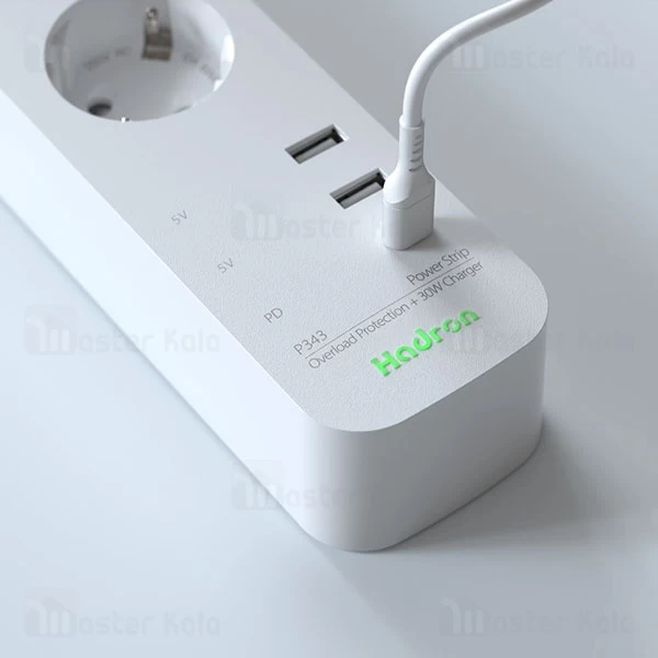 چند راهی برق و شارژر هادرون Hadron P343 GAN دارای 3 پورت