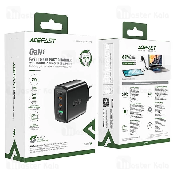 شارژر دیواری ایس فست ACEFAST A41 PD65W GaN Fast Charger توان 65 وات