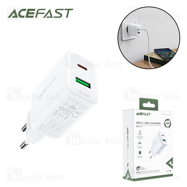 شارژر دیواری ایس فست ACEFAST A25 PD20W Fast Charger توان 20 وات