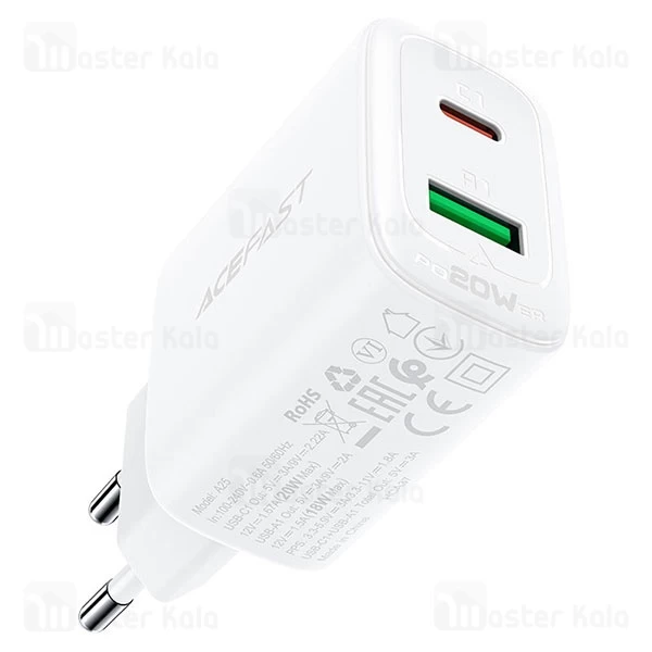 شارژر دیواری ایس فست ACEFAST A25 PD20W Fast Charger توان 20 وات
