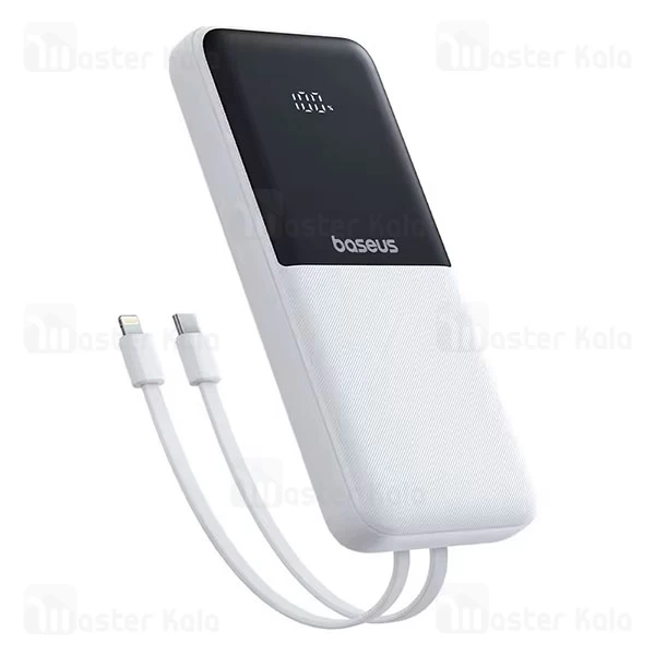 پاوربانک 20000 بیسوس Baseus Lipow Dual-Cable P10079102123-00 توان 22.5 وات با 2 کابل متصل