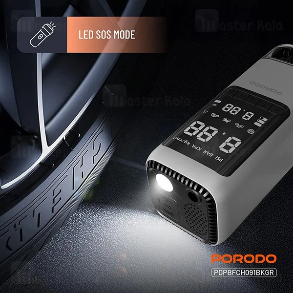 پاوربانک 8000 و کمپرسور باد و جامپ استارتر خودرو پرودو Porodo 1000A Jump Starter PDPBFCH091BKGR