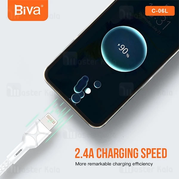 کابل لایتنینگ بیوا Biva C-06L طول 1 متر شدت جریان 2.4 آمپر