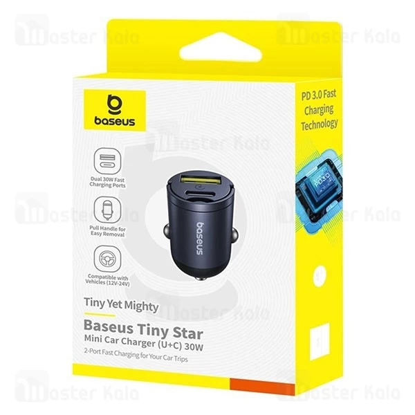 شارژر فندکی فست شارژ بیسوس Baseus Tiny Star C00035001121-02 توان 30 وات