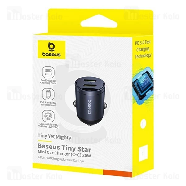 شارژر فندکی فست شارژ بیسوس Baseus Tiny Star C00035001121-03 توان 30 وات