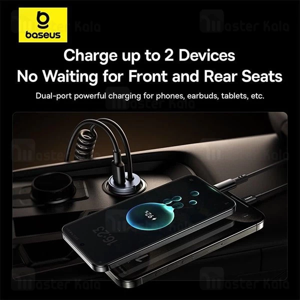 شارژر فندکی بیسوس Baseus Tiny Star Mini Car Charger C00035001121-01 توان 30 وات همراه با کابل متصل