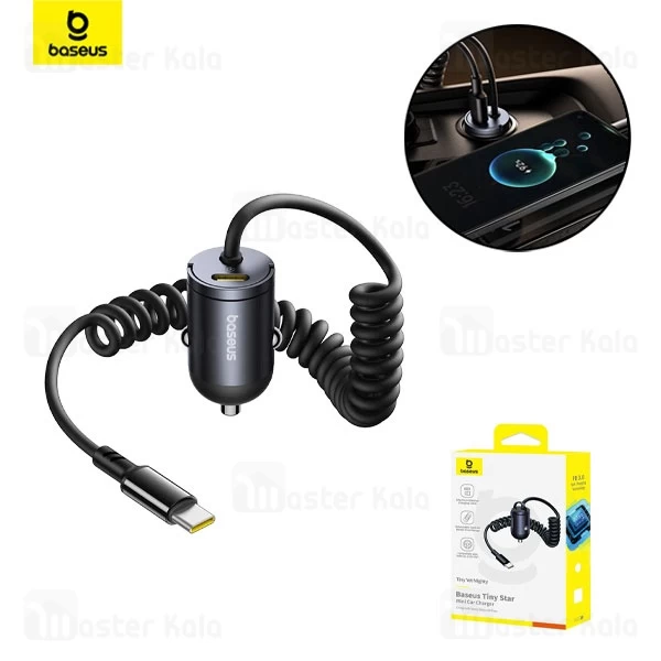 شارژر فندکی بیسوس Baseus Tiny Star Mini Car Charger C00035001121-01 توان 30 وات همراه با کابل متصل