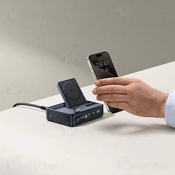 هاب شارژر 3 پورت و شارژر وایرلس بیسوس Baseus P10170901123 Nomos Qi2 CCNMS140 توان 140 وات