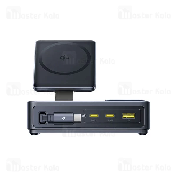 هاب شارژر 3 پورت و شارژر وایرلس بیسوس Baseus P10170901123 Nomos Qi2 CCNMS140 توان 140 وات