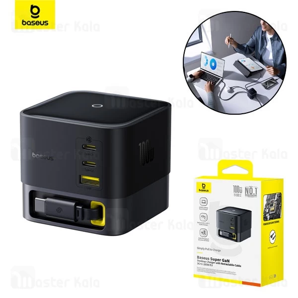 هاب شارژر 3 پورت بیسوس Baseus P10164001123 Super GaN 100W توان 100 وات