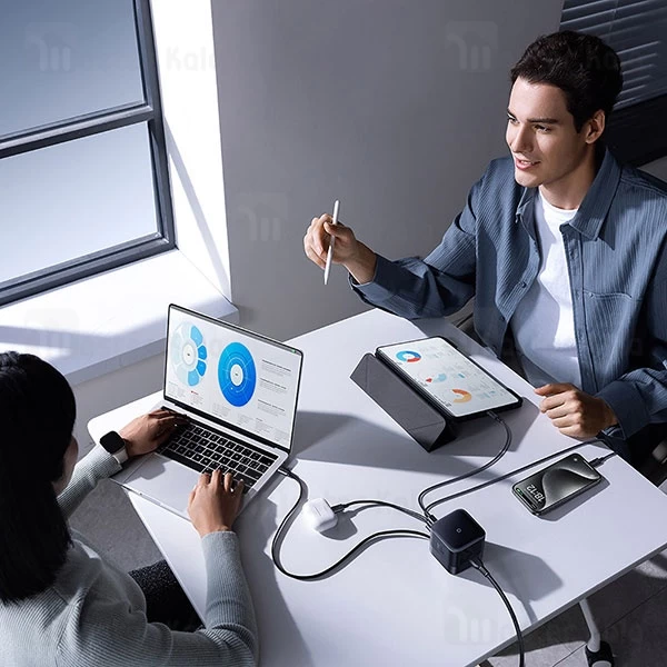 هاب شارژر 3 پورت بیسوس Baseus P10164001123 Super GaN 100W توان 100 وات