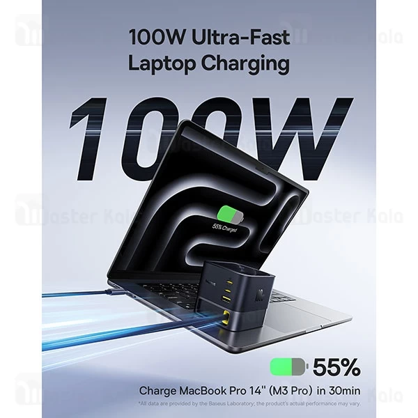 هاب شارژر 3 پورت بیسوس Baseus P10164001123 Super GaN 100W توان 100 وات