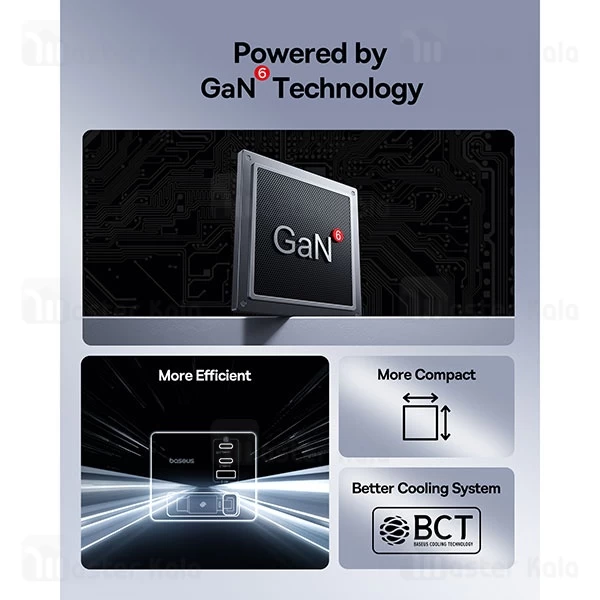 هاب شارژر 3 پورت بیسوس Baseus P10164001123 Super GaN 100W توان 100 وات